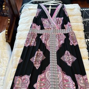 Pink and black maxi dress